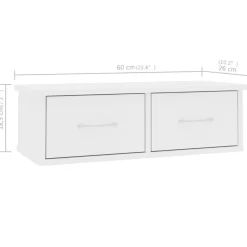 vidaXL Estante de cajones para pared madera contrachapada 60x26x18,5cm Blanco Discount