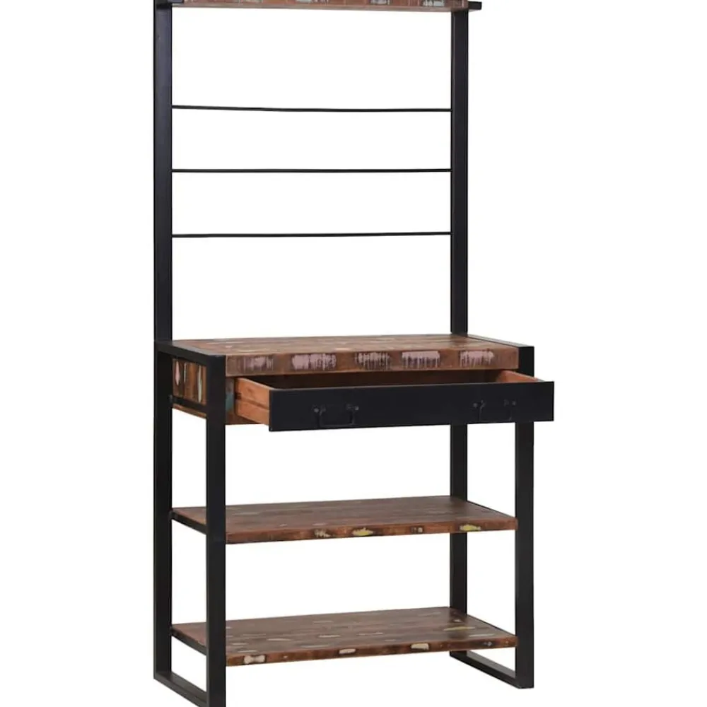 vidaXL Cocina Y Comedor-Estante de cocina y negro 80 x 40 x 160 cm