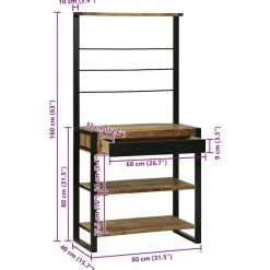 vidaXL Estante de cocina Marrón y Negro 80 x 40 x 160 cm Natural Outlet