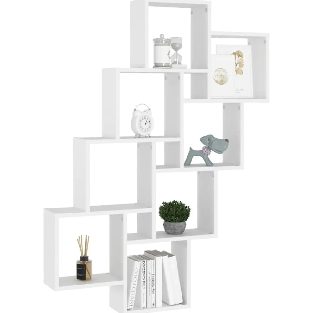 vidaXL Estante de cubo pared madera contrachapada 90x15x119 cm Blanco Best