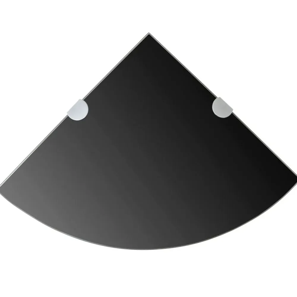 vidaXL Estante de esquina con soportes cromados vidrio 25x25 cm Negro Outlet