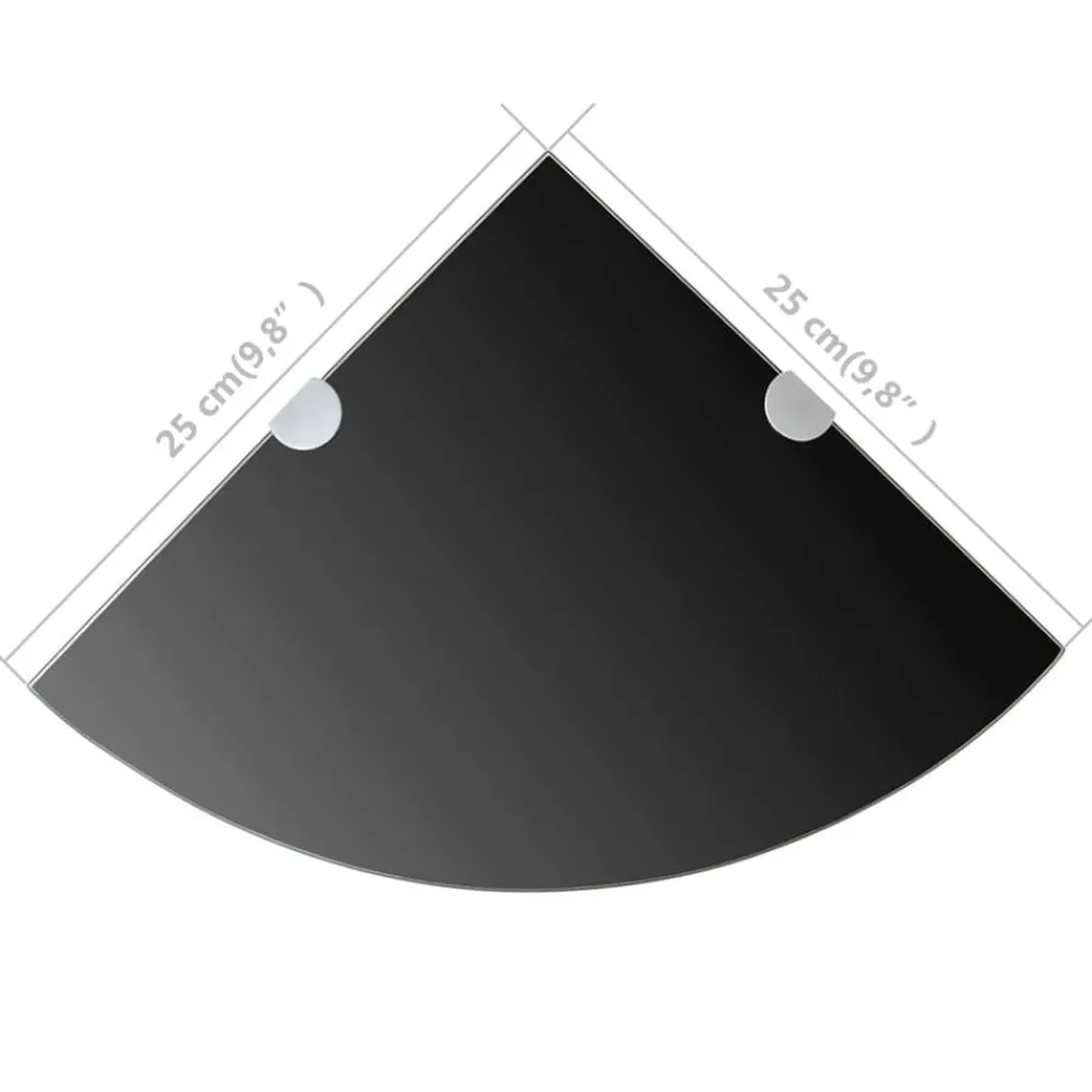 vidaXL Estante de esquina con soportes cromados vidrio 25x25 cm Negro Outlet