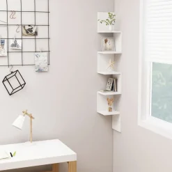 vidaXL Estanterías-Estante de esquina de pared madera contrachapada 20x20x127,5 cm