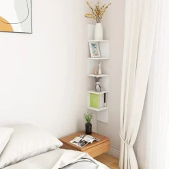 vidaXL Estanterías-Estante de esquina de pared madera contrachapada 20x20x127,5 cm