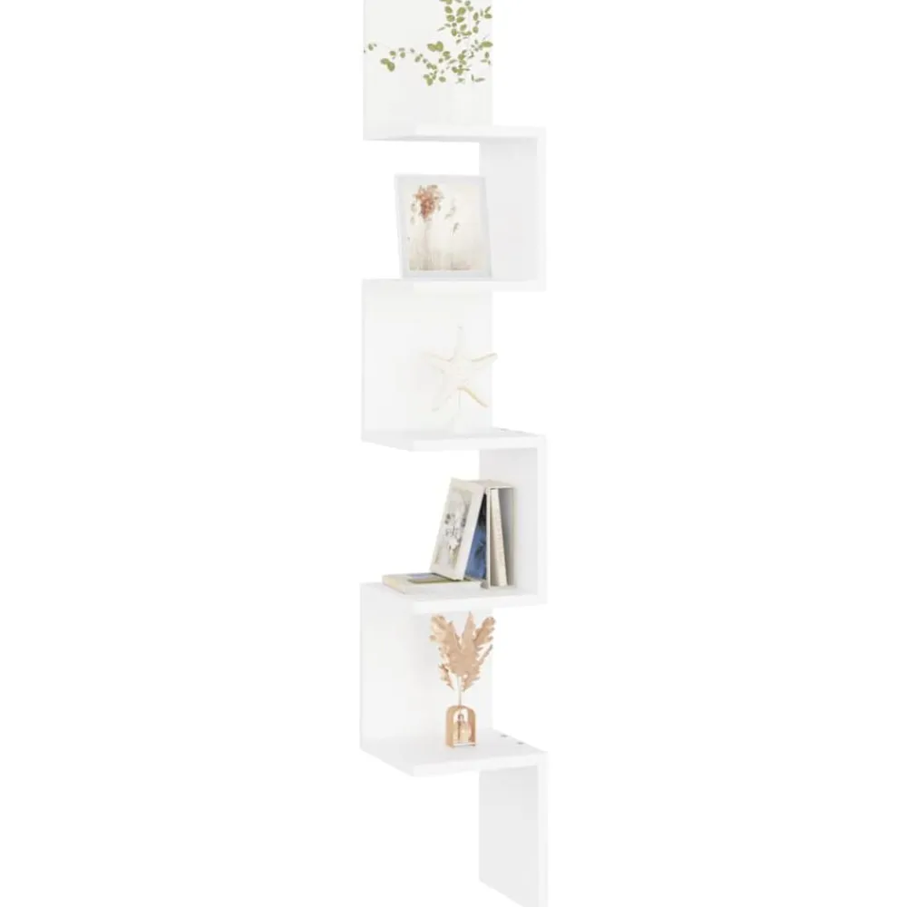 vidaXL Estanterías-Estante de esquina de pared madera contrachapada 20x20x127,5 cm