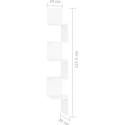 vidaXL Estanterías-Estante de esquina de pared madera contrachapada 20x20x127,5 cm