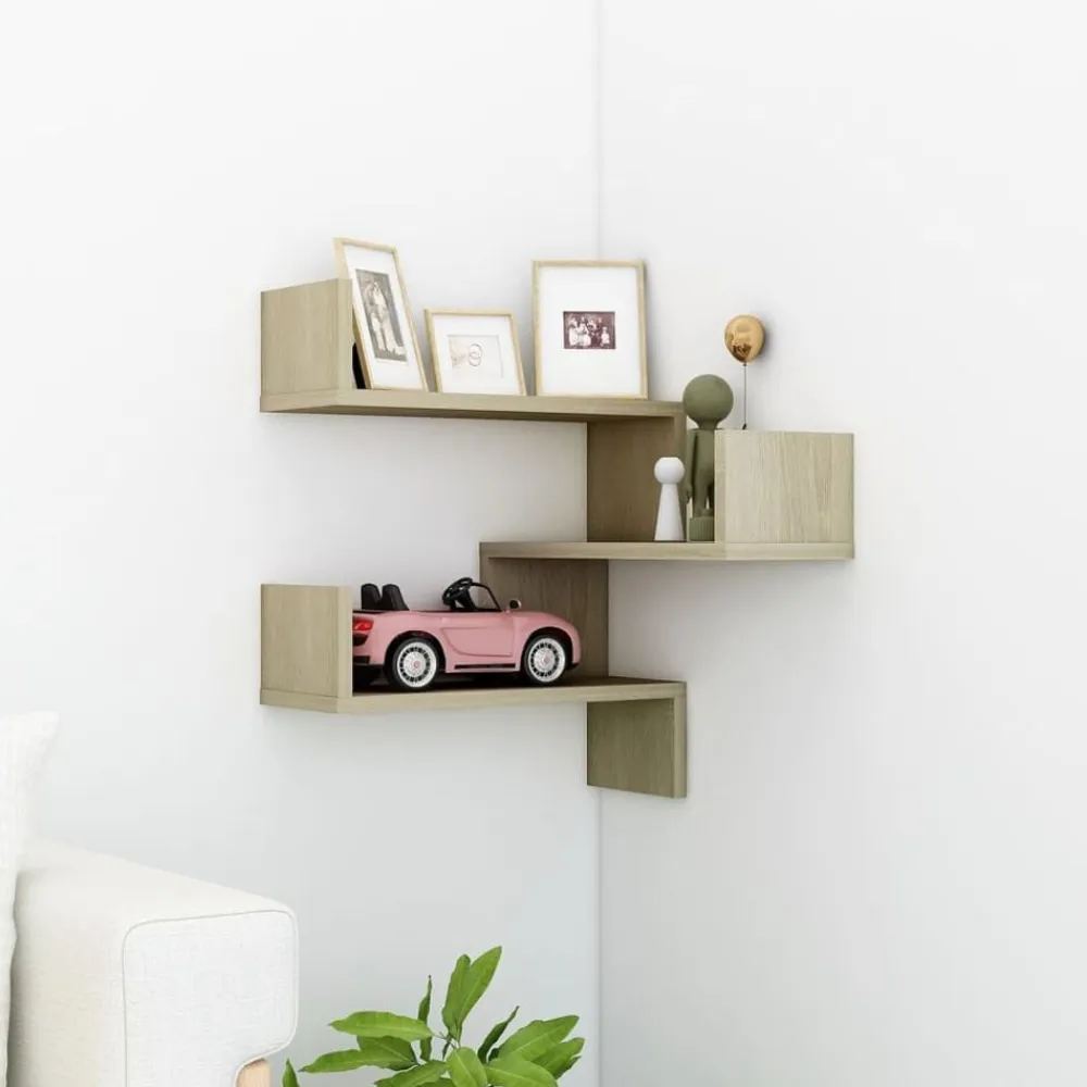 vidaXL Estante de esquina pared contrachapado 40x40x50 cm Roble Sonoma Discount