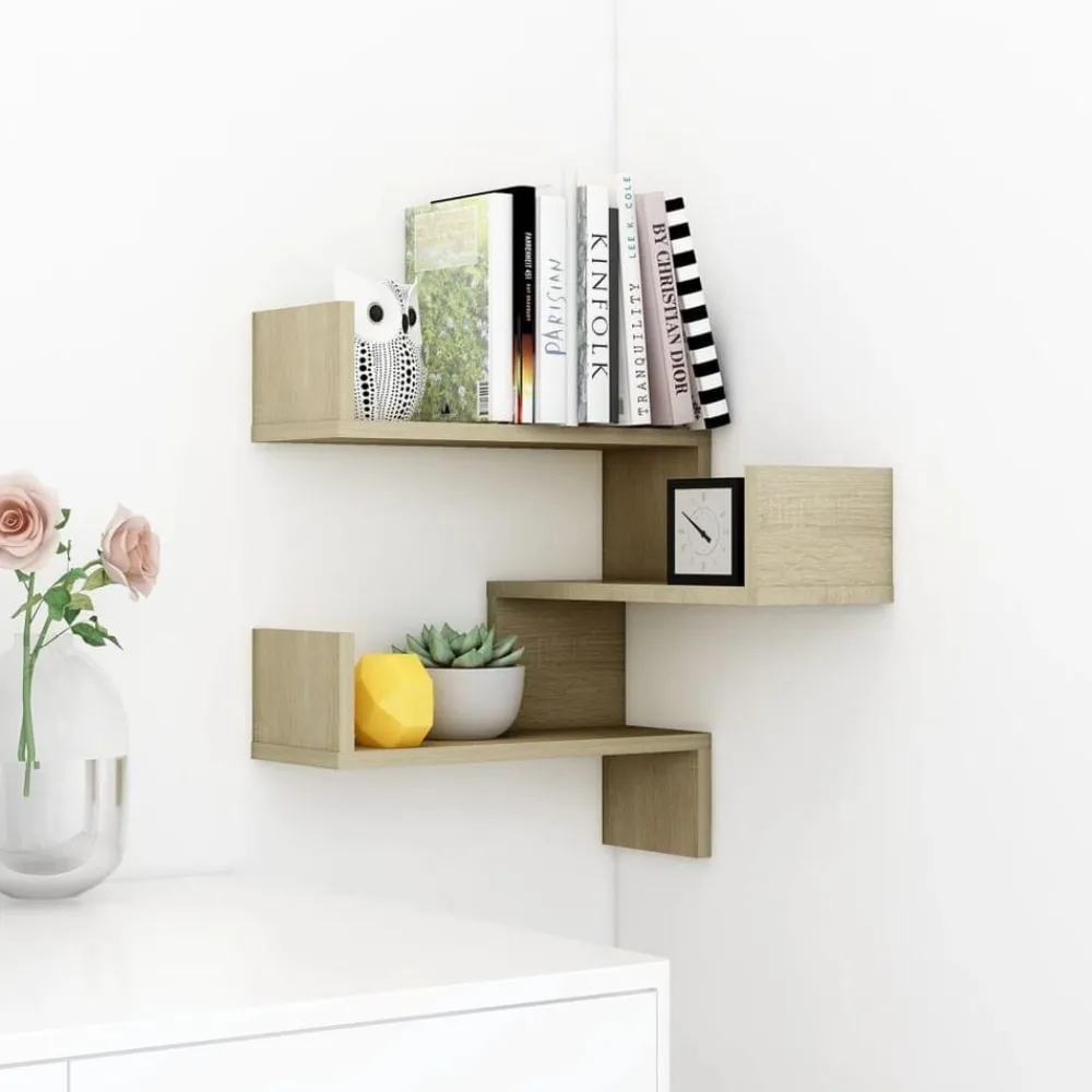 vidaXL Estante de esquina pared contrachapado 40x40x50 cm Roble Sonoma Discount