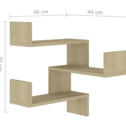 vidaXL Estante de esquina pared contrachapado 40x40x50 cm Roble Sonoma Discount