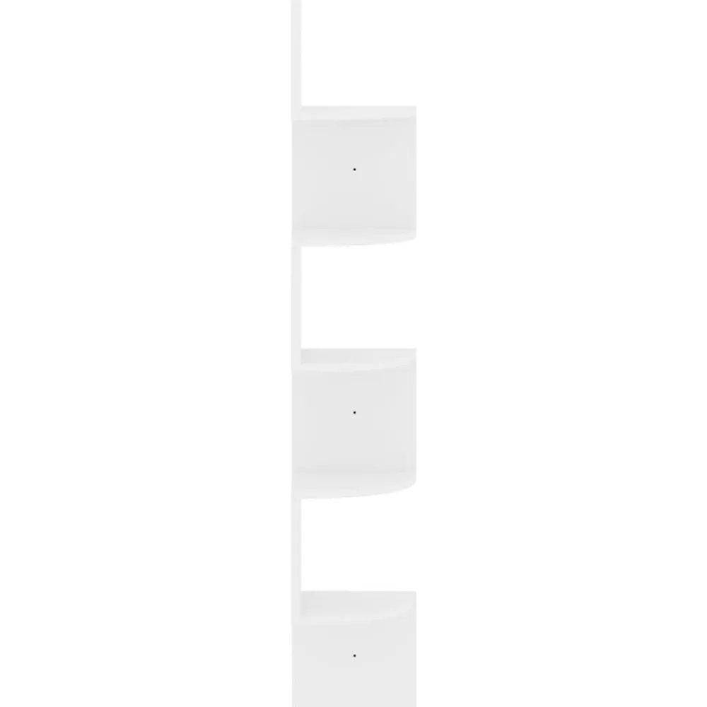 vidaXL Estanterías-Estante de esquina de pared madera de ingeniería blanco brillo