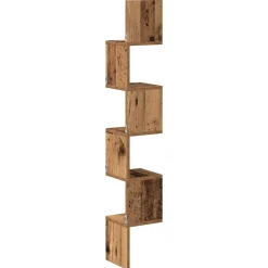 vidaXL Estante de esquina de pared ingeniería envejecida 20x20x127,5cm Madera antigua New