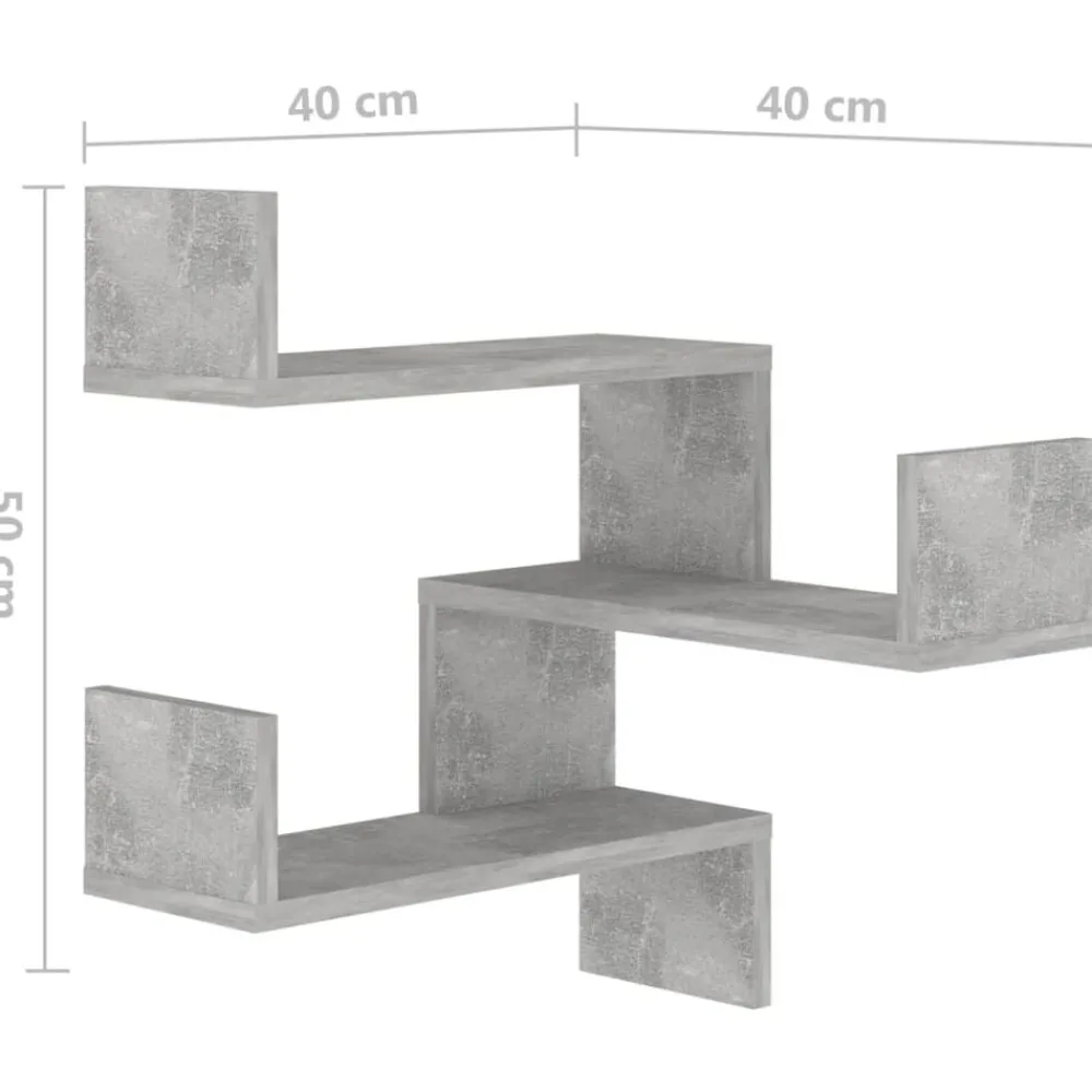 vidaXL Estanterías-Estante de esquina pared contrachapado gris hormigón 40x40x50cm