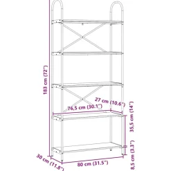 vidaXL Estante de libros Roble artesanal 80 x 30 x 183 cm Roble artisan Clearance