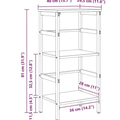 vidaXL Estante de libros 40 x 29,5 x 81 cm Roble negro Best
