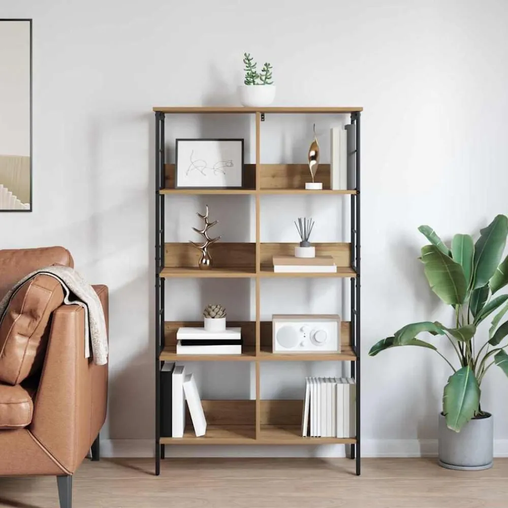 vidaXL Estanterías-Estante de libros Roble artesanal 82 x 32 x 144,5 cm