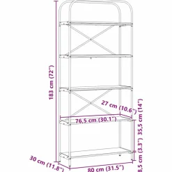 vidaXL Estante de libros 80 x 30 x 183 cm Roble ahumado Outlet