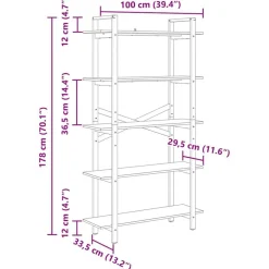 vidaXL Estante de libros 100 x 33,5 x 178 cm Roble Sonoma Best