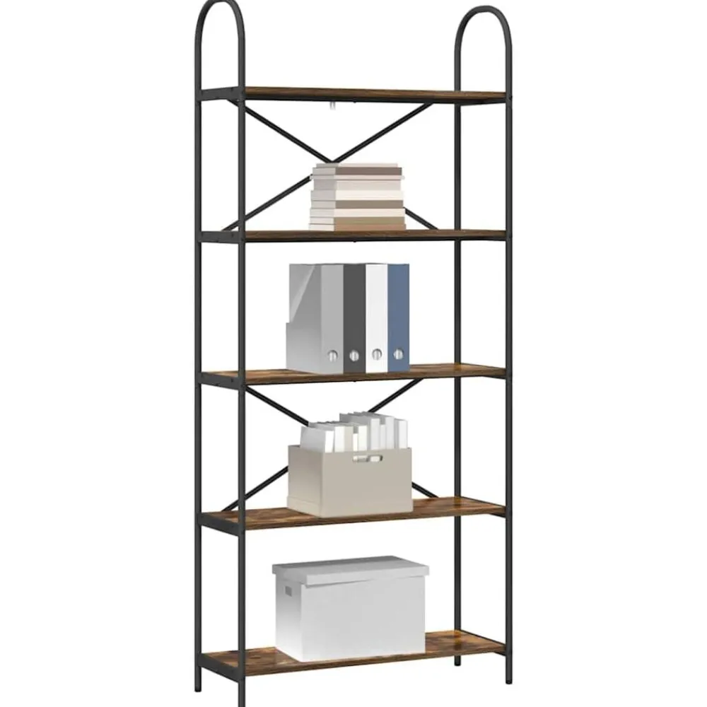 vidaXL Estante de libros 80 x 30 x 183 cm Roble ahumado Sale
