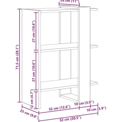 vidaXL Estante de libros Roble Sonoma 52 x 25 x 71,5 cm Madera reciclada Best