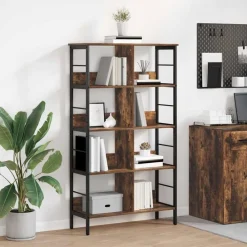 vidaXL Estante de libros 82 x 32 x 144,5 cm Roble ahumado Sale