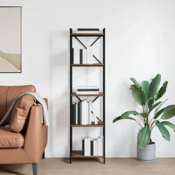 vidaXL Estante de libros 40 x 30 x 155 cm Roble ahumado Discount