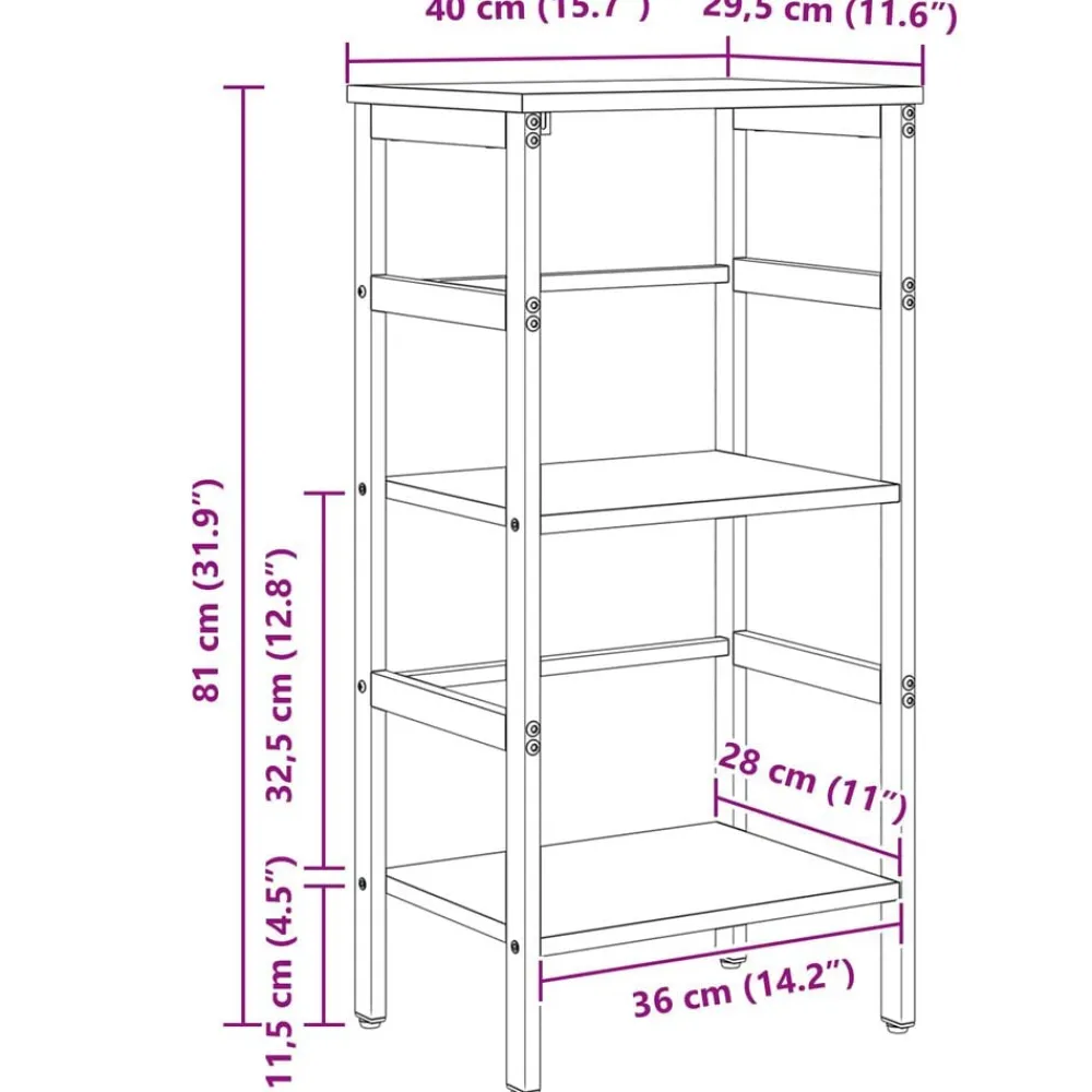 vidaXL Estante de libros 40 x 29,5 x 81 cm Roble ahumado Best