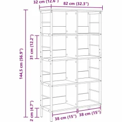 vidaXL Estanterías-Estante de libros 82 x 32 x 144,5 cm