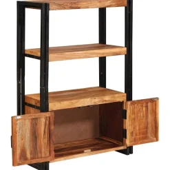 vidaXL Estanterías-Estante de Libros con Puertas Madera maciza de Acacia y Metal