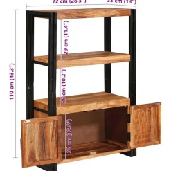 vidaXL Estanterías-Estante de Libros con Puertas Madera maciza de Acacia y Metal