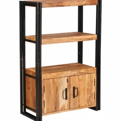 vidaXL Estanterías-Estante de Libros con Puertas Madera maciza de Acacia y Metal