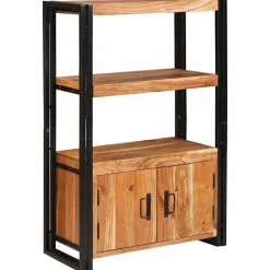 vidaXL Estanterías-Estante de Libros con Puertas Madera maciza de Acacia y Metal