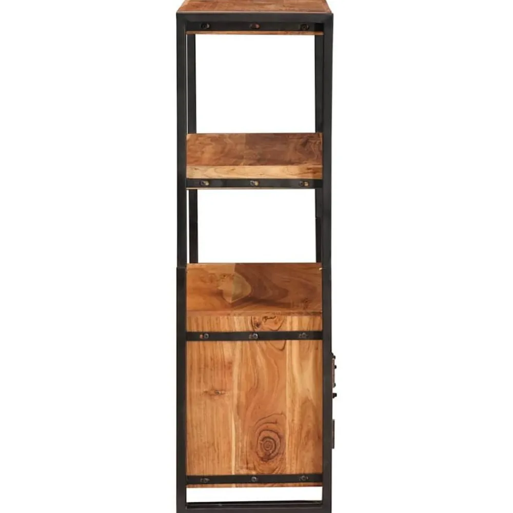 vidaXL Estanterías-Estante de Libros con Puertas Madera maciza de Acacia y Metal