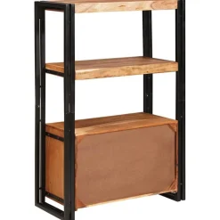 vidaXL Estanterías-Estante de Libros con Puertas Madera maciza de Acacia y Metal