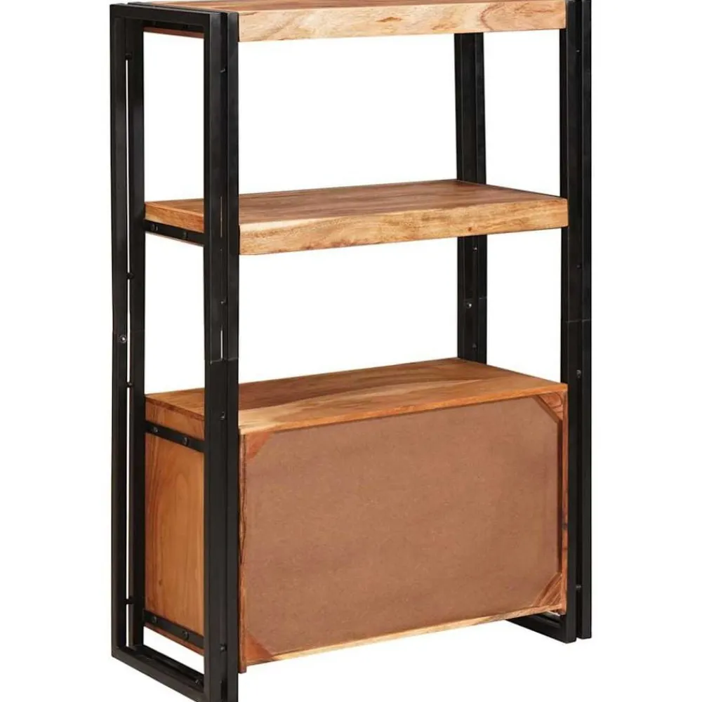 vidaXL Estanterías-Estante de Libros con Puertas Madera maciza de Acacia y Metal