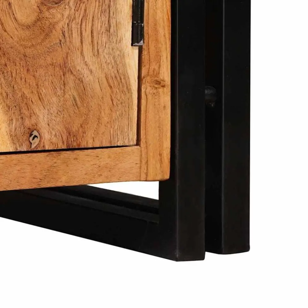 vidaXL Estanterías-Estante de Libros con Puertas Madera maciza de Acacia y Metal