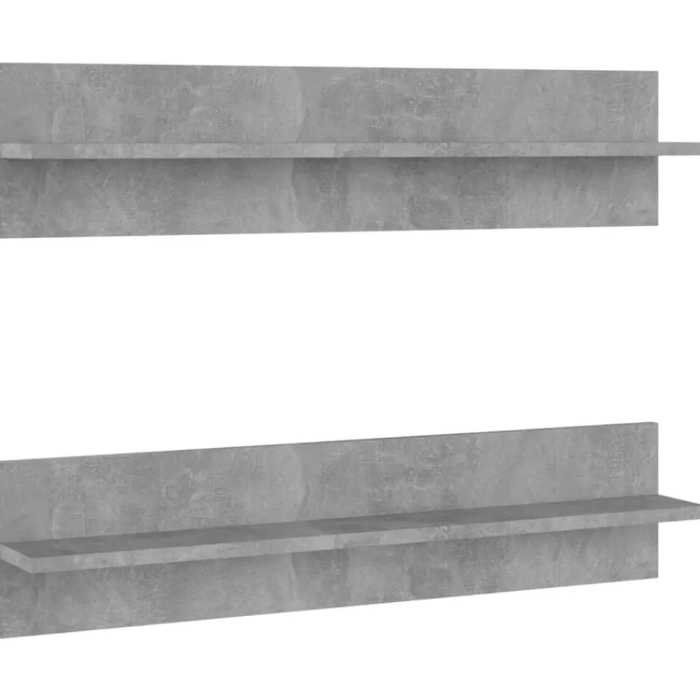 vidaXL Estanterías-Estante de pared 2 uds contrachapado gris hormigón 80x11,5x18cm