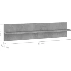 vidaXL Estanterías-Estante de pared 2 uds contrachapado gris hormigón 80x11,5x18cm