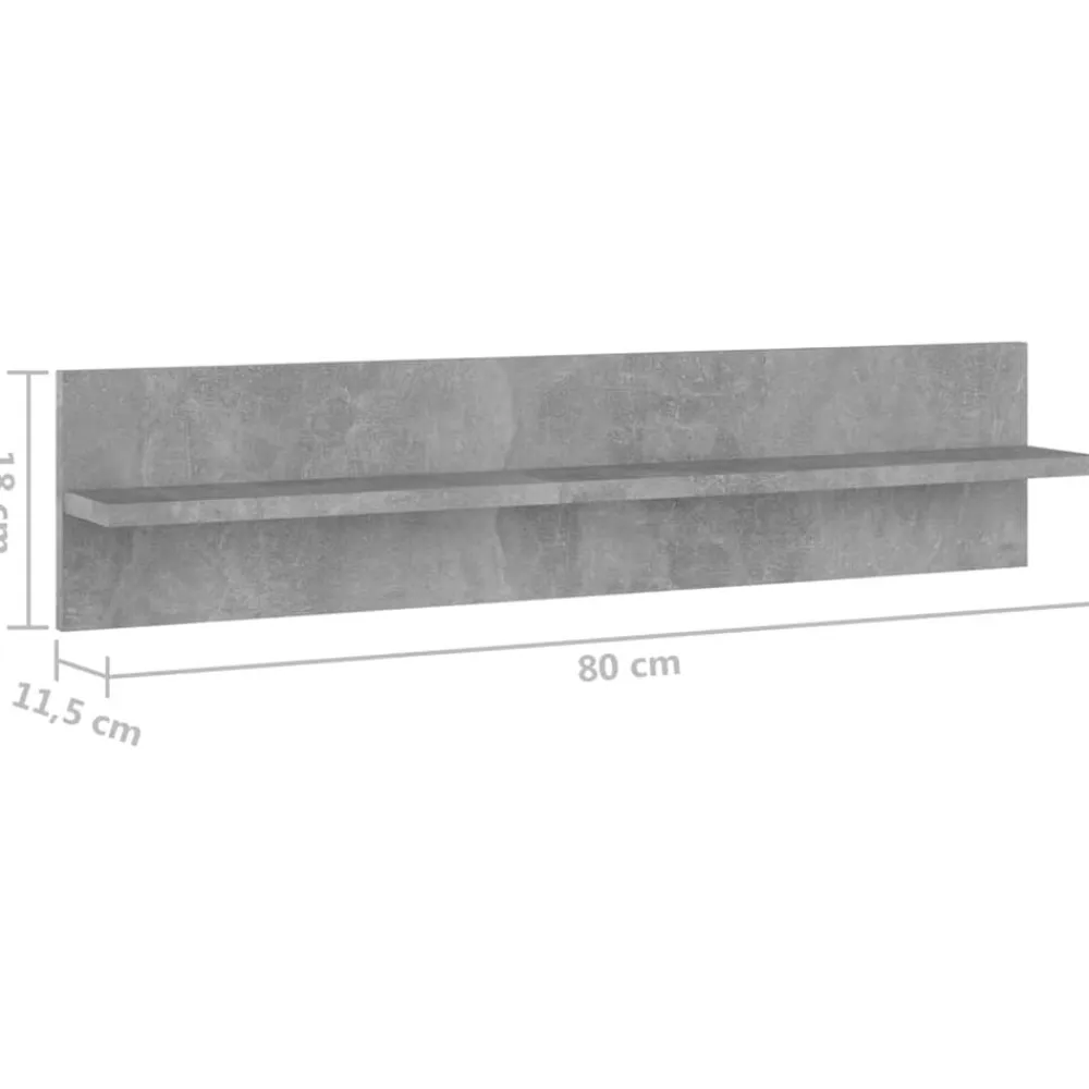 vidaXL Estanterías-Estante de pared 2 uds contrachapado gris hormigón 80x11,5x18cm