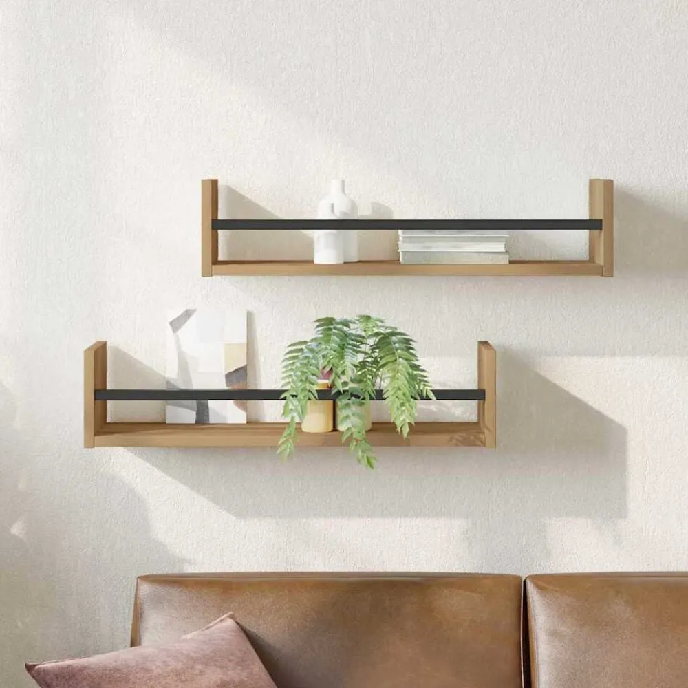 vidaXL Estante de pared 2 pcs Roble artesanal 60 x 16 x 14 cm Roble artisan Sale