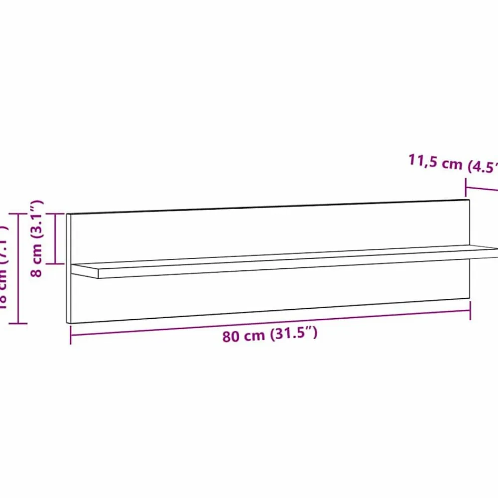 vidaXL Estanterías-Estante de pared 2 pcs 80 x 11,5 x 18 cm