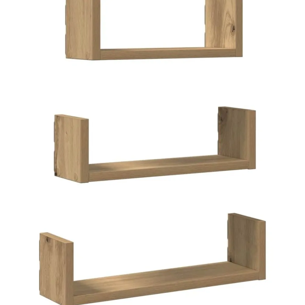 vidaXL Estante de pared 3 uds madera de ingeniería artesanal Roble Sale