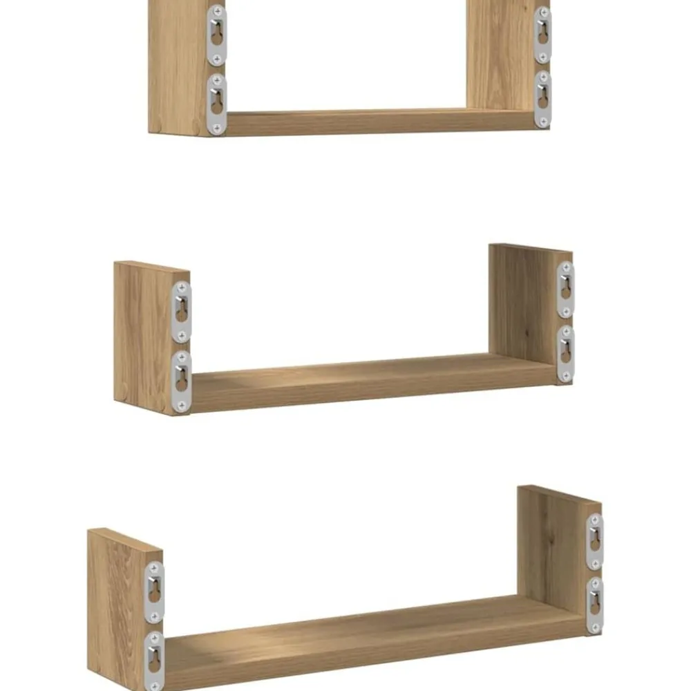 vidaXL Estante de pared 3 uds madera de ingeniería artesanal Roble Sale
