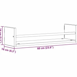 vidaXL Estanterías-Estante de pared 2 pcs 60 x 16 x 14 cm