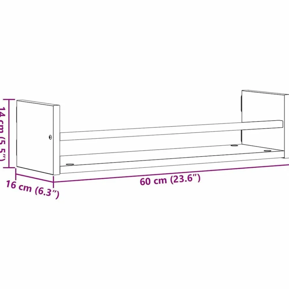 vidaXL Estanterías-Estante de pared 2 pcs 60 x 16 x 14 cm