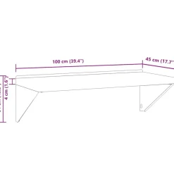 vidaXL Estanterías-Estante de pared acero inoxidable plateado 100x45x31 cm