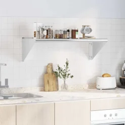 vidaXL Estanterías-Estante de pared acero inoxidable plateado 100x45x31 cm