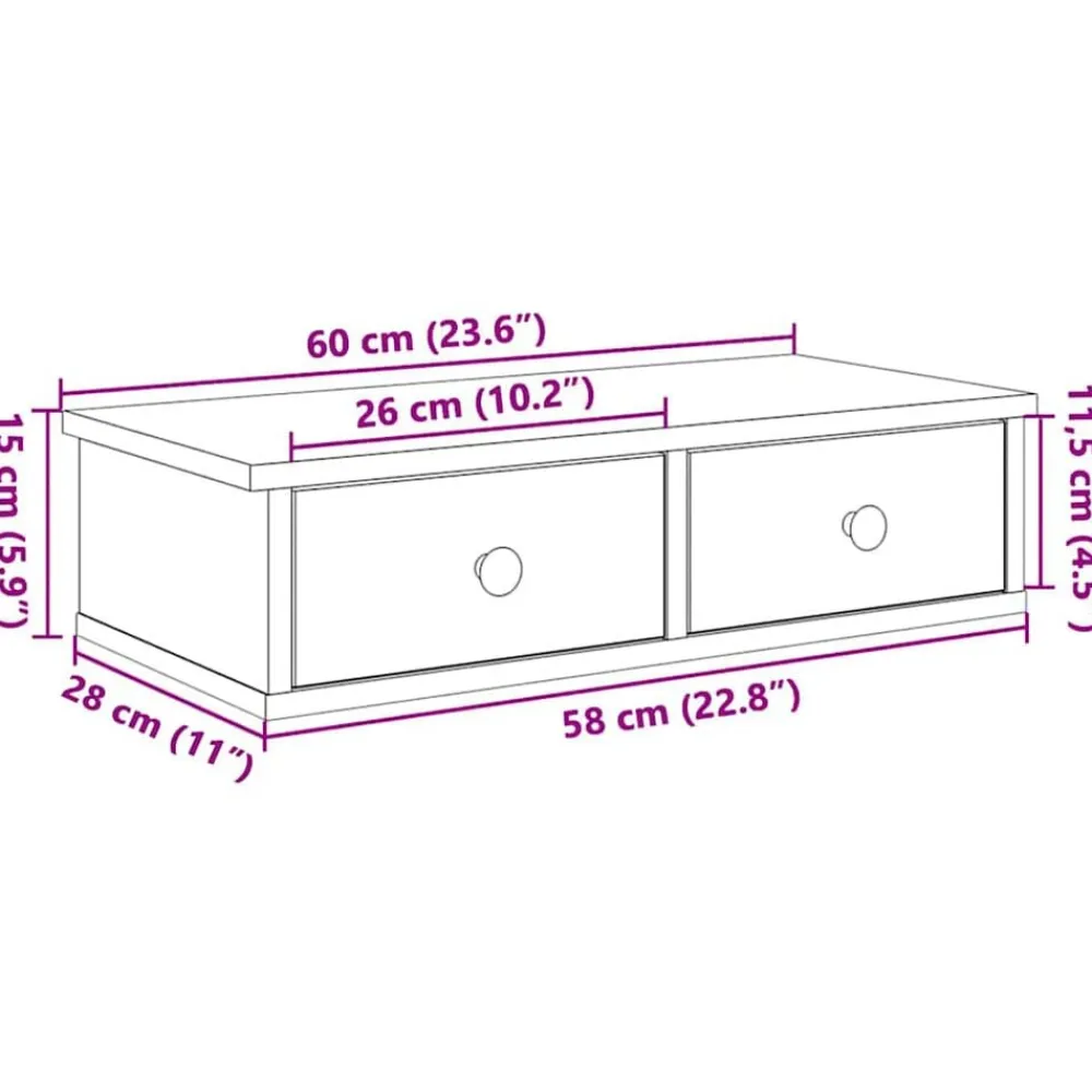 vidaXL Estanterías-Estante de pared con cajones de madera contrachapada blanco