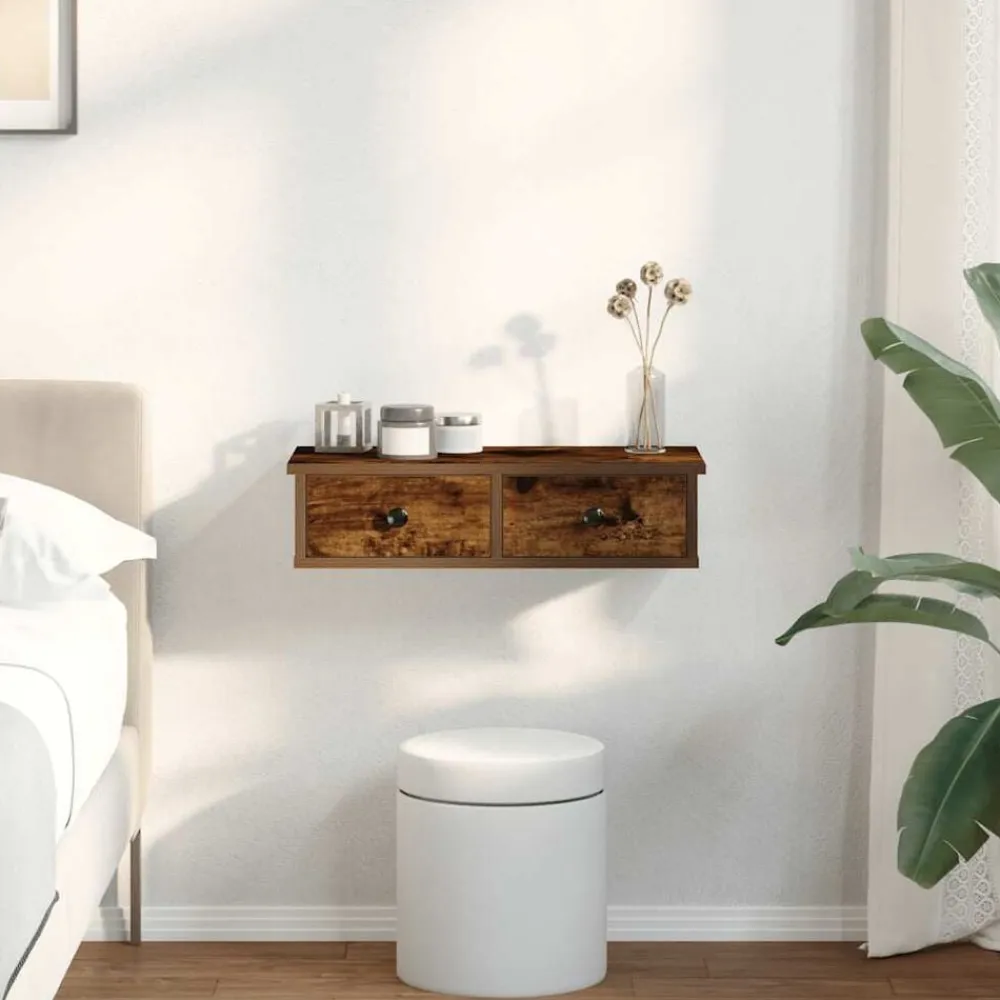 vidaXL Estanterías-Estante de pared con cajones de madera contrachapada blanco