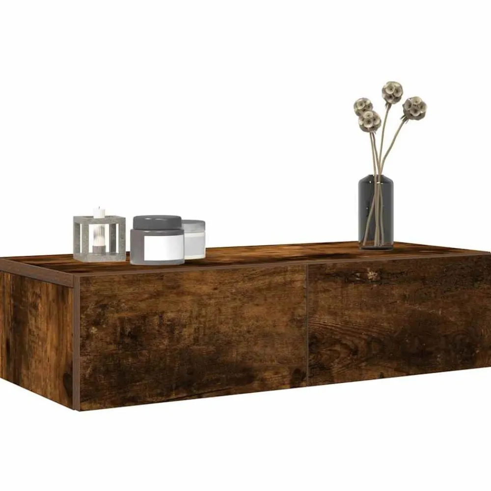 vidaXL Estanterías-Estante de pared con cajones de madera contrachapada blanco