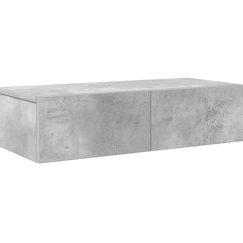 vidaXL Estanterías-Estante de pared con cajones madera contrachapada gris hormigón
